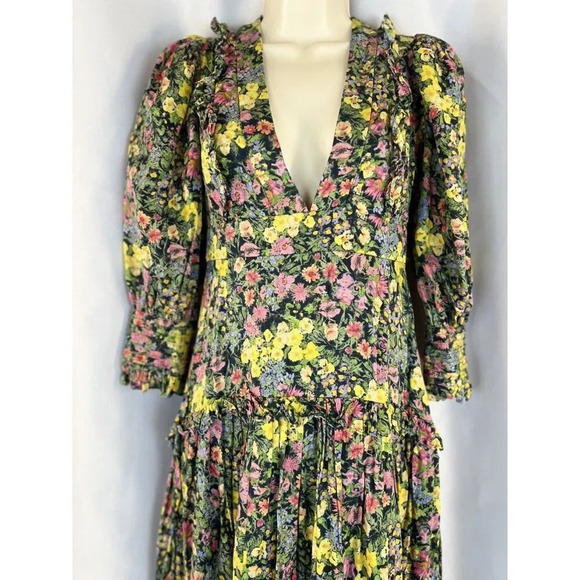 LoveShackFancy Lorencia Ruffled Floral-Print Matte-Satin Maxi Dress $695 - Picture 4 of 13